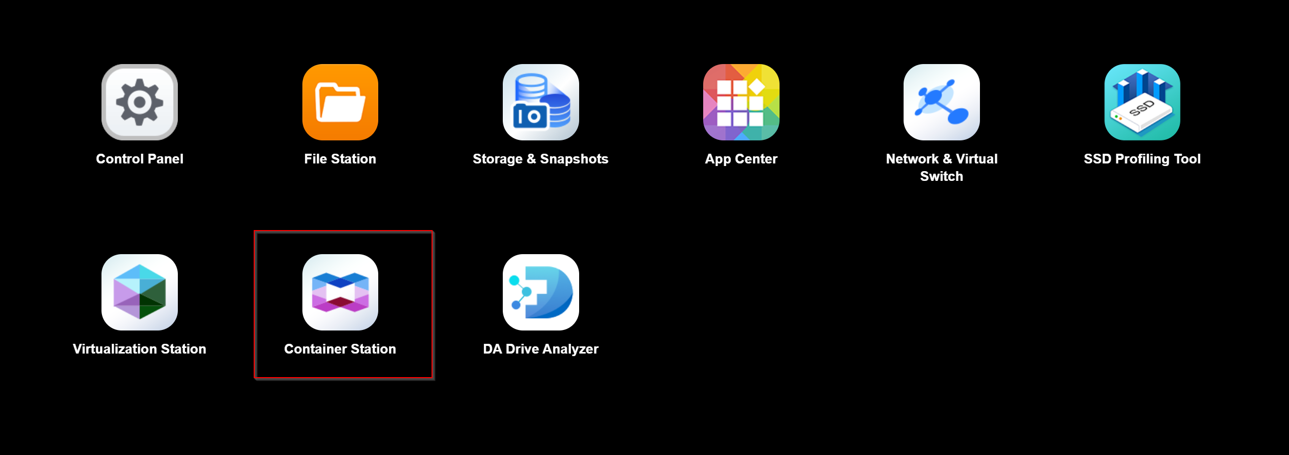 Container Station in the QNAP application menu