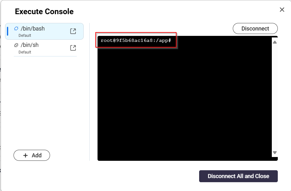 Bash console open for Homarr in QNAP Container Station