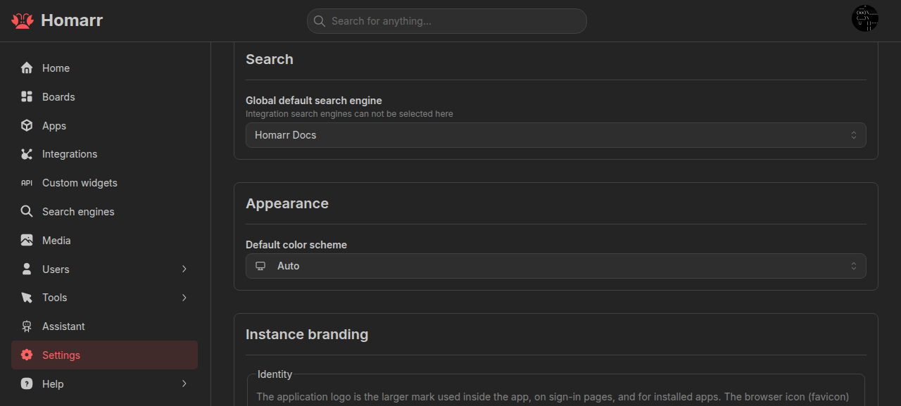 Default instance color scheme