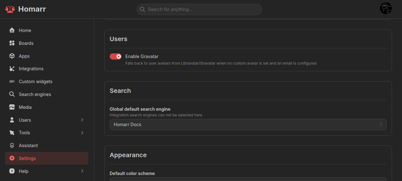 Global default search engine